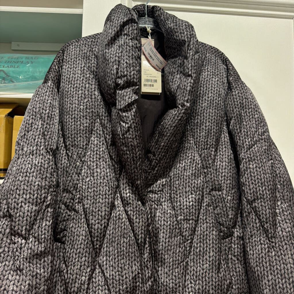 Grey Knit Print Puffer Jacket (NWT 1078)