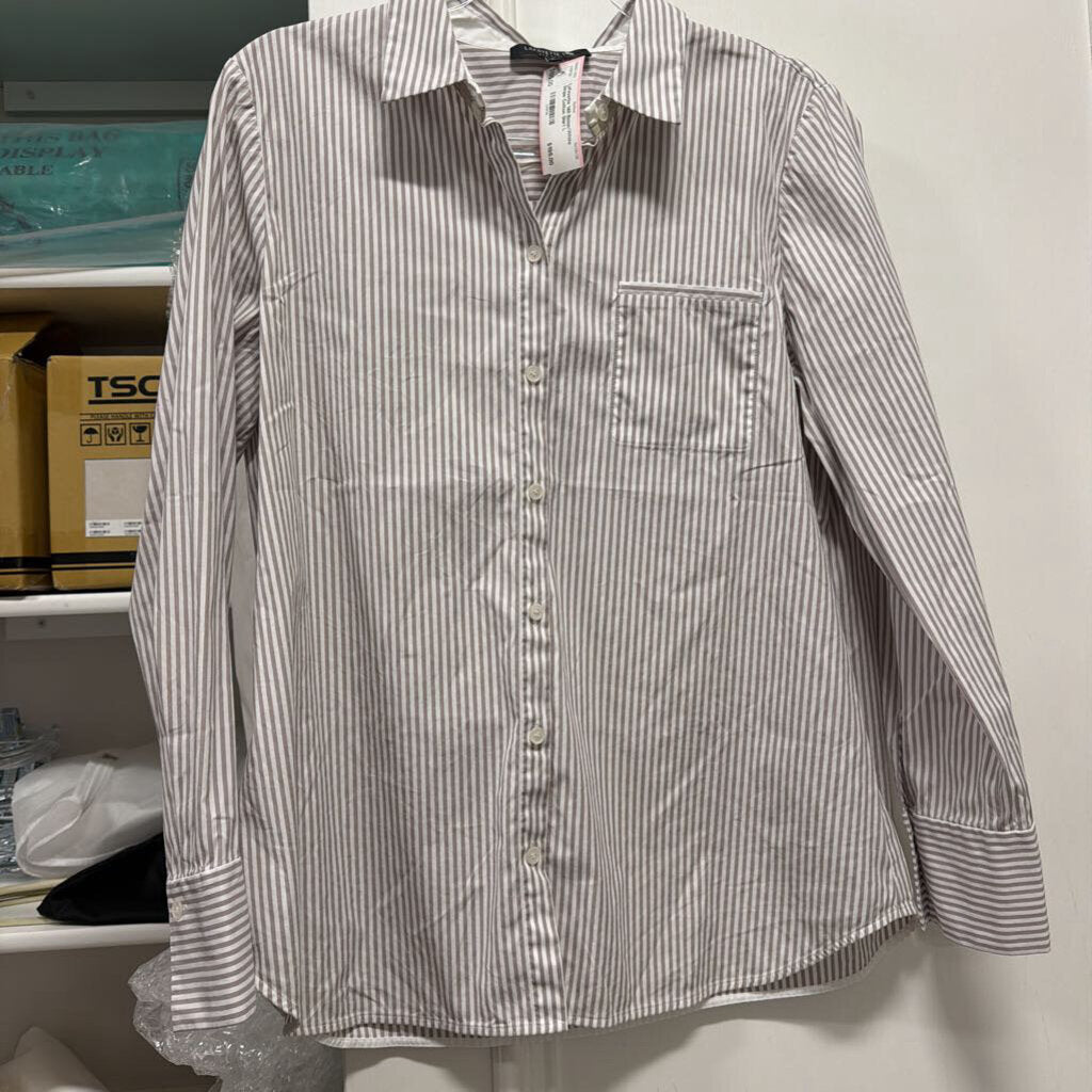 Beige/White Stripe Cotton Shirt