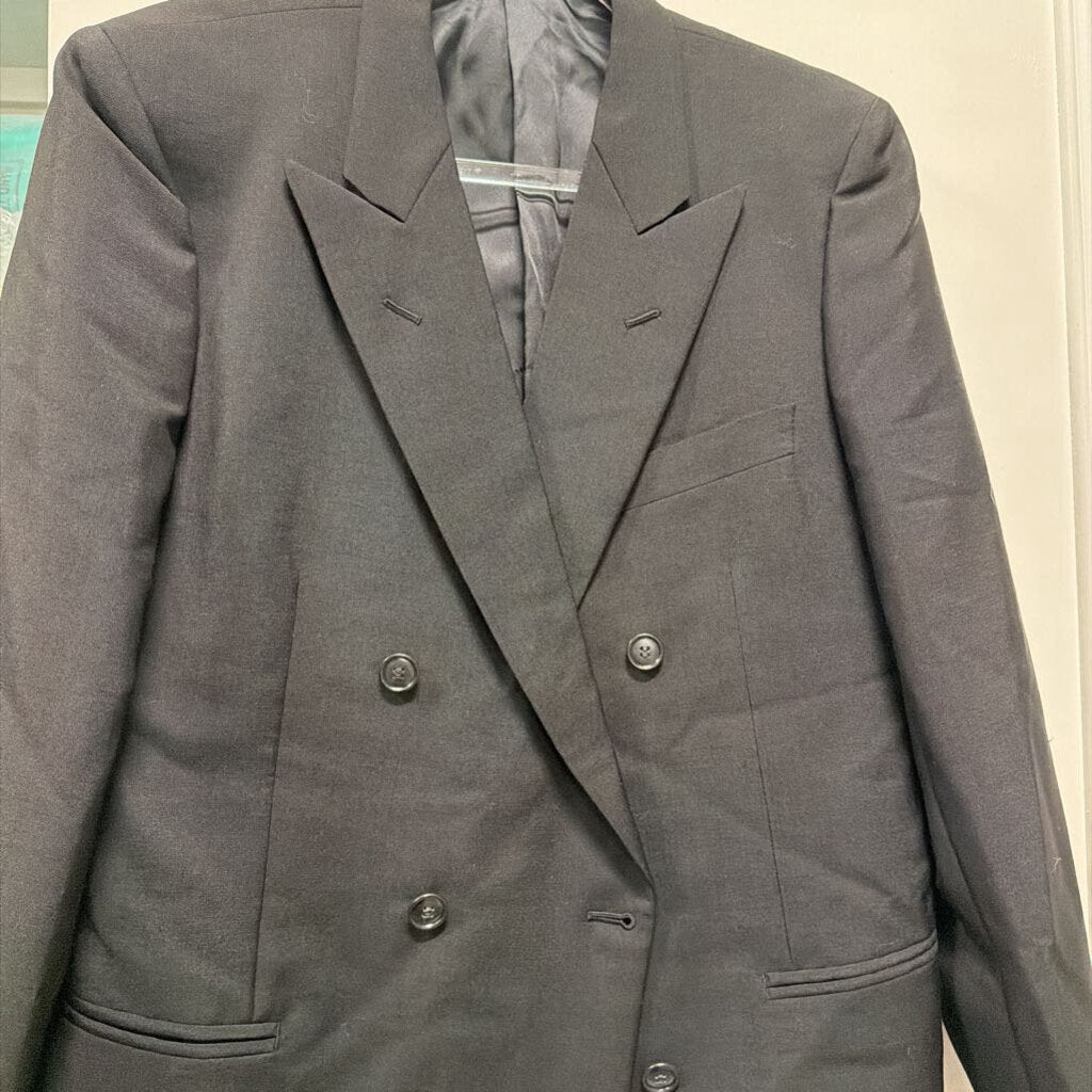 Black Wool Double Breasted Blazer