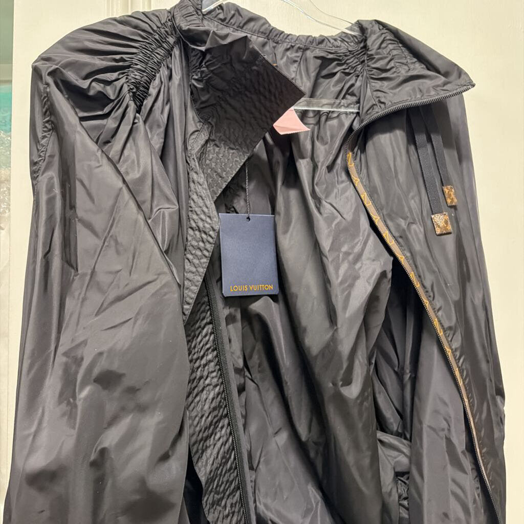Black Nylon Windbreaker Jacket