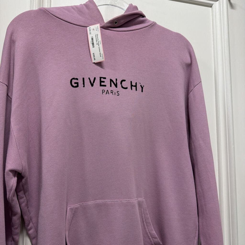 Purple Cotton Hood Sweatshirt, M