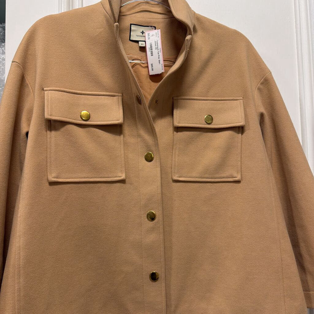 Tan Poly Shirt Jacket