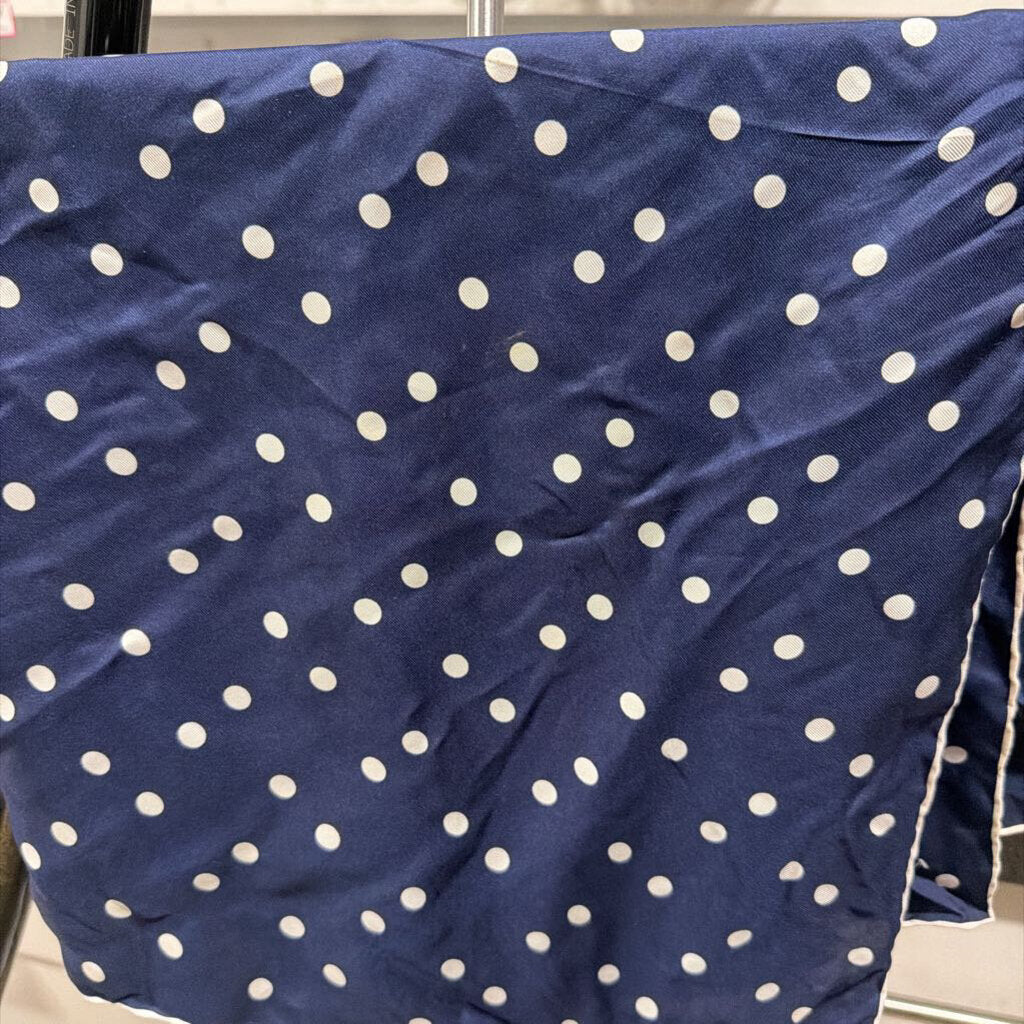 Navy Polkadot Silk Scarf