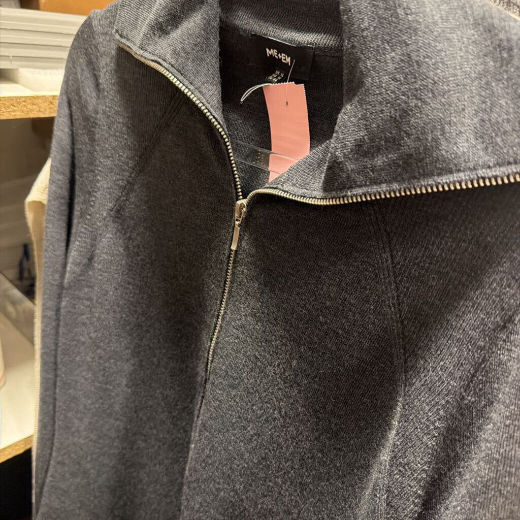 Grey Merino Wool Blend 3/4 Zip Sweater