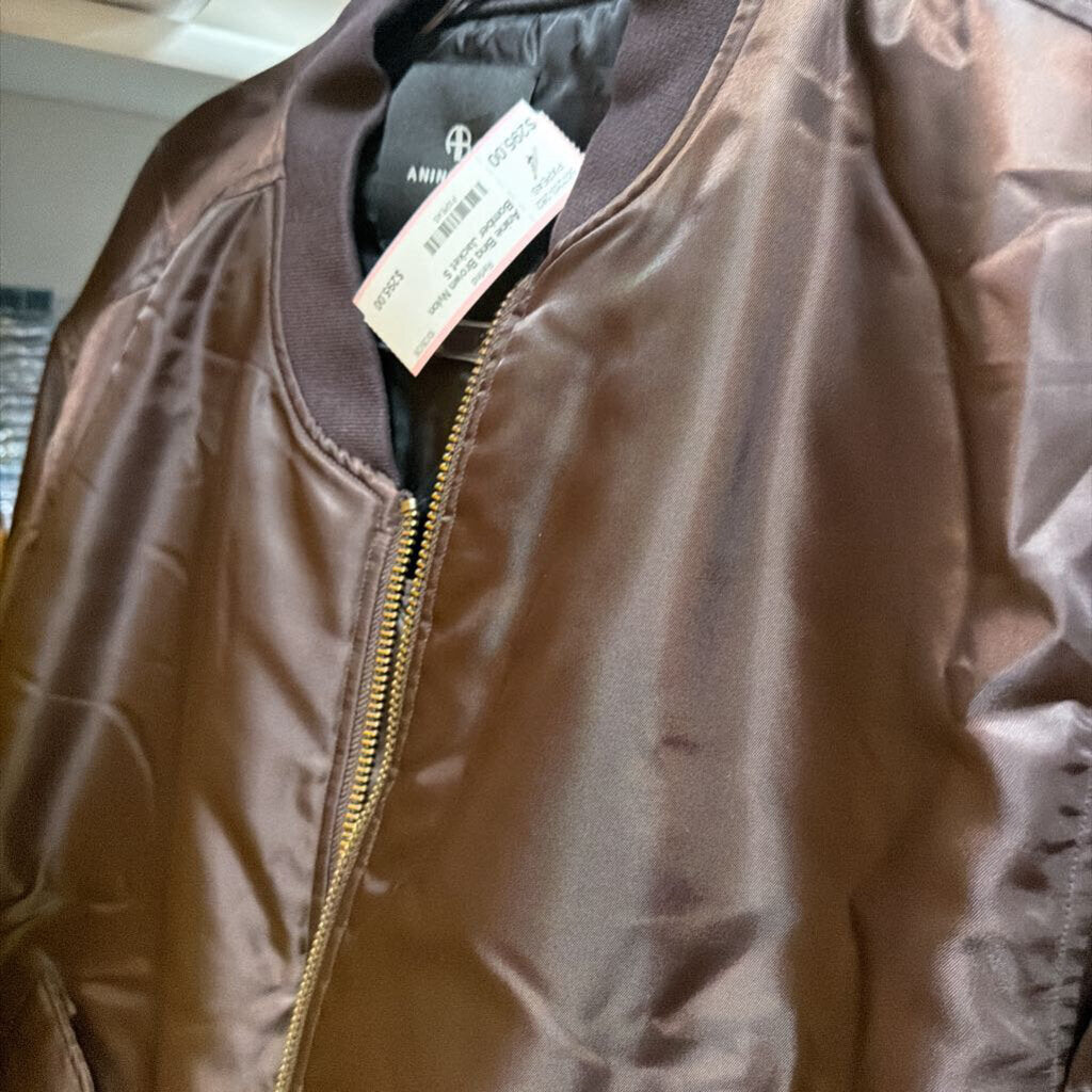 Brown Nylon Bomber Jacket