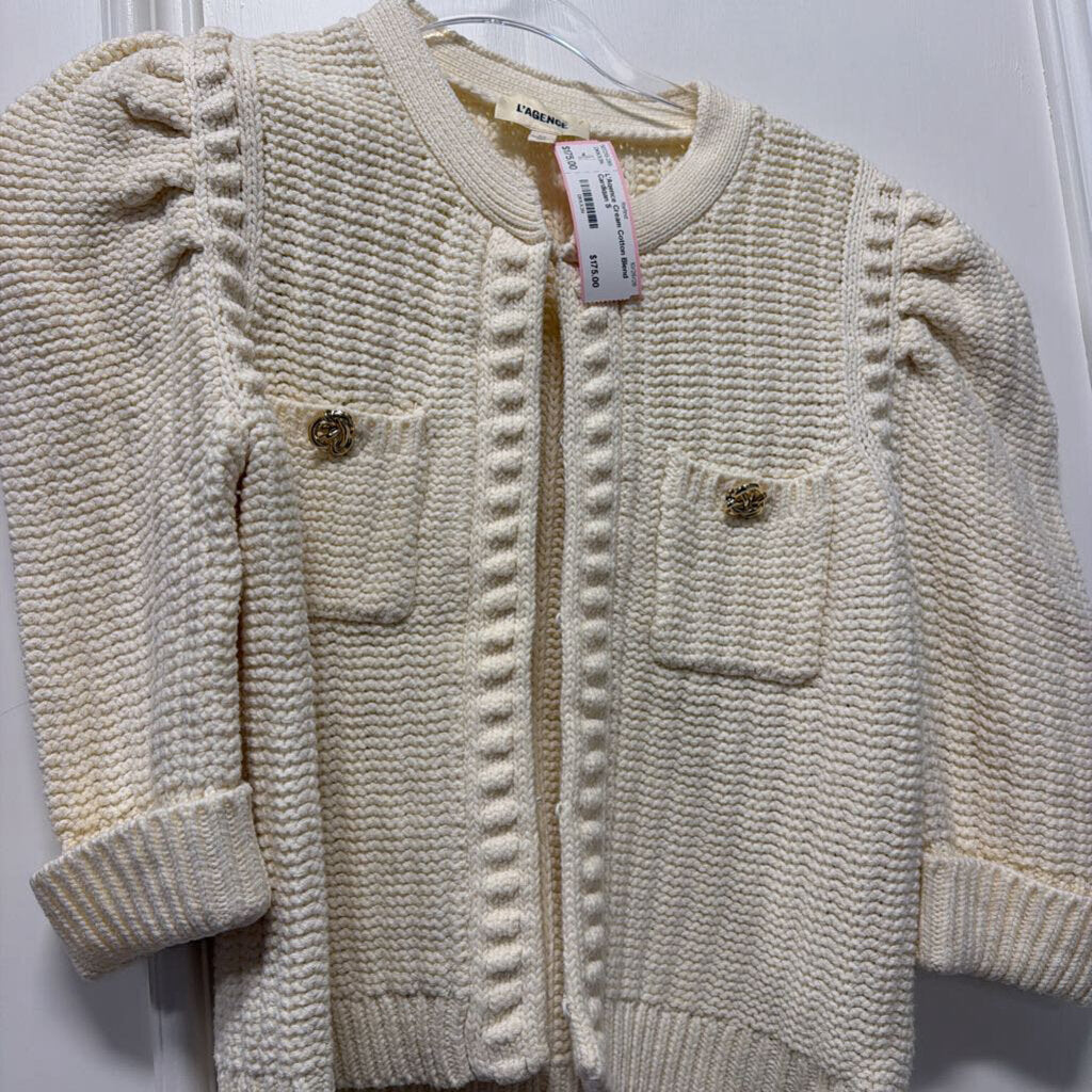 Cream Cotton Blend Cardigan