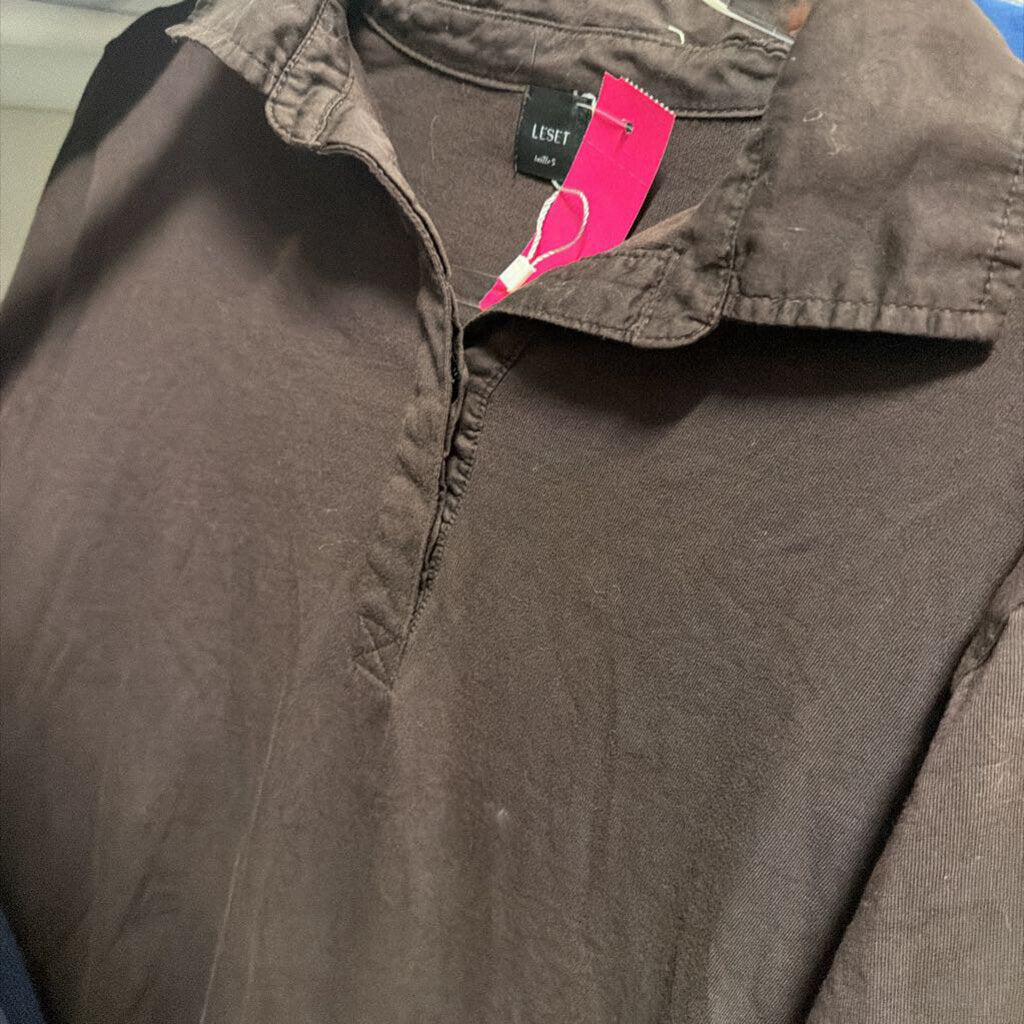 Brown Cotton Button Shirt