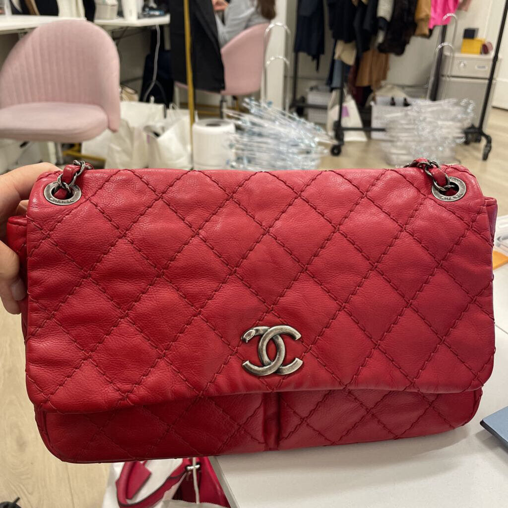 Red Ultimate Stitch Flap Bag