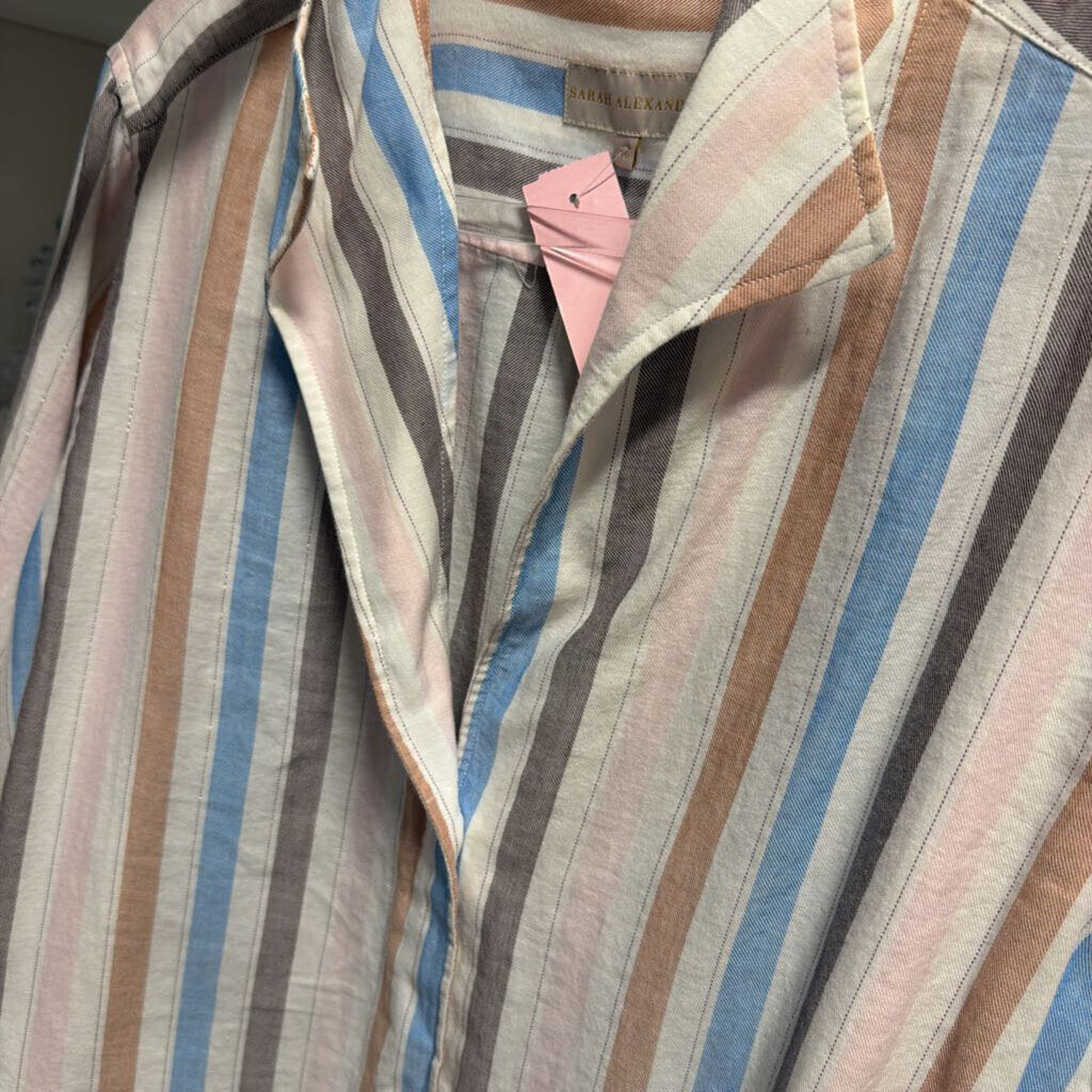 Multicolor Stripe Cotton Button Up Top