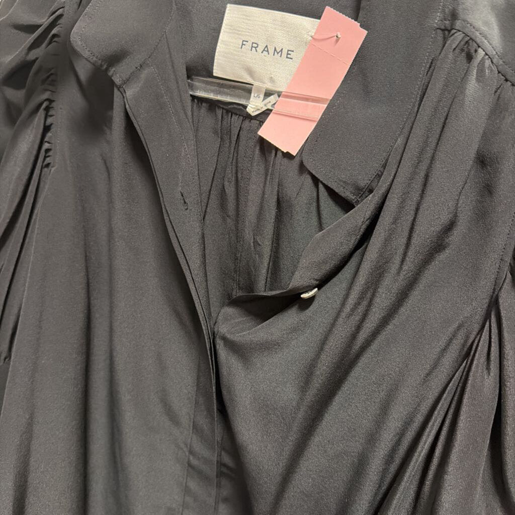 Black Silk Button Up Top