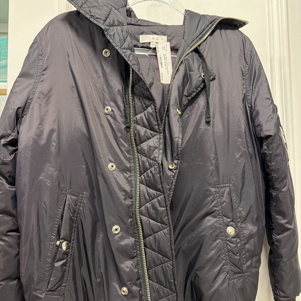 Black Nylon Hooded Bomber Jacket