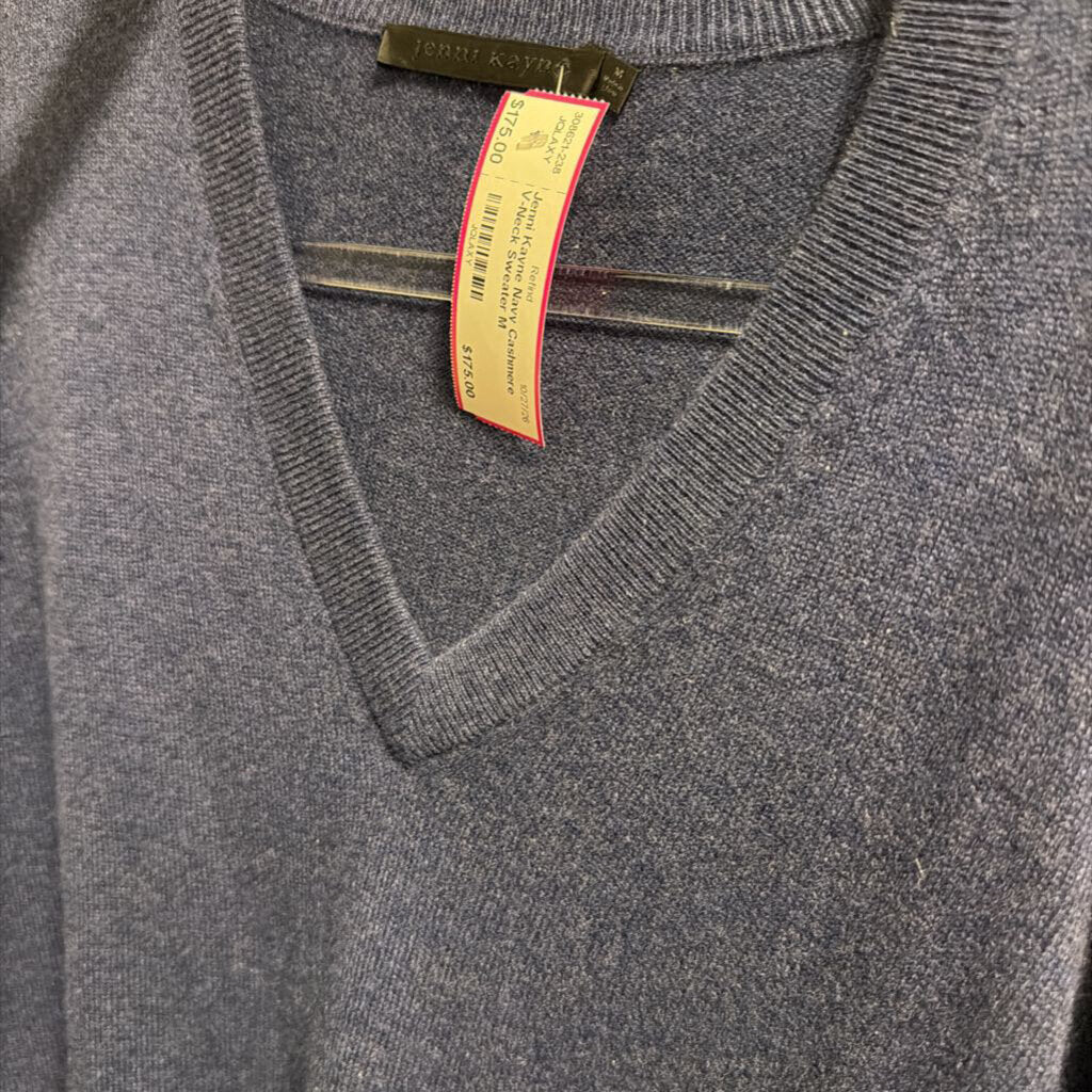 Navy Cashmere V-Neck Sweater