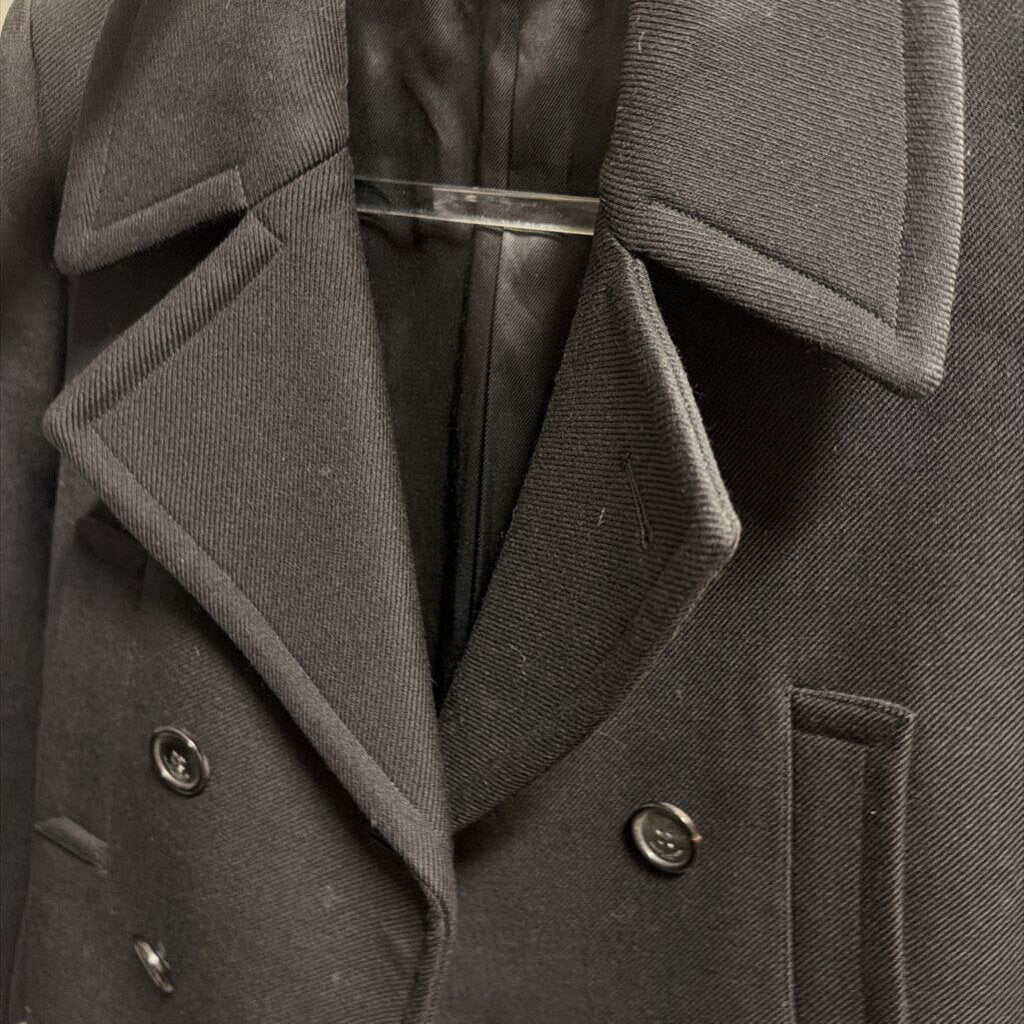 2022 Black Wool Double Breasted Pea Coat