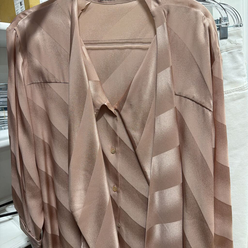 Mauve Silk Tie-Neck Blouse