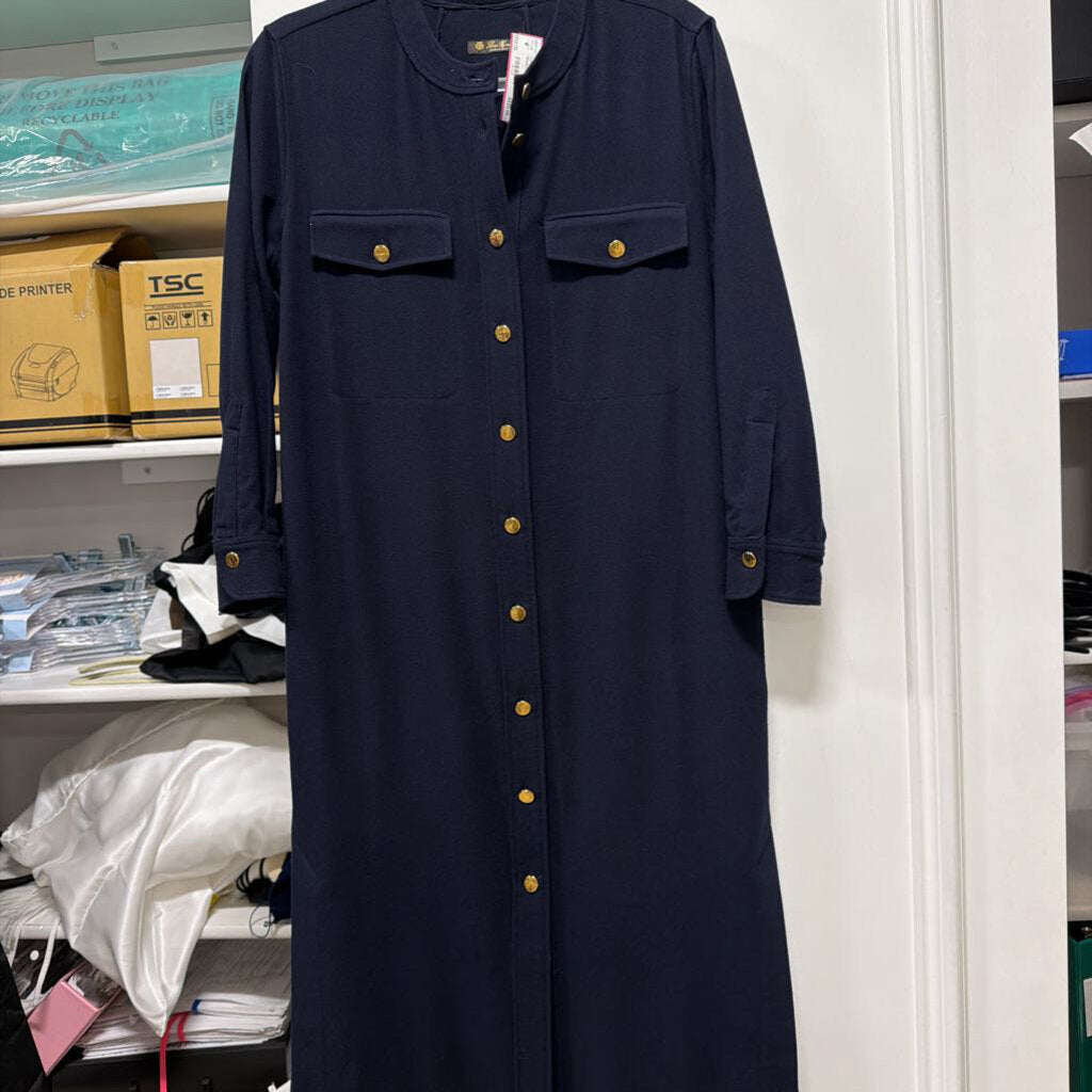 Navy Wool/Cashmere Maxi Dress
