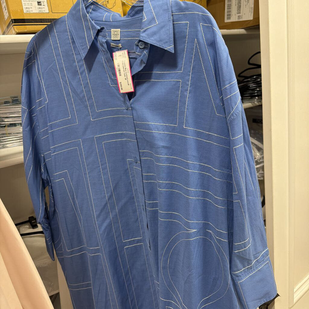 Blue Cotton/Lyocell Embroidered Tunic