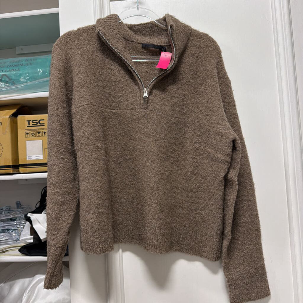 Brown Wool Quarter Zip Jacket