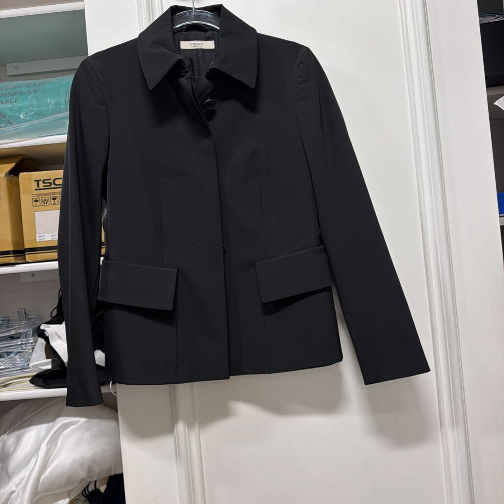 Black Poly Fitted Blazer
