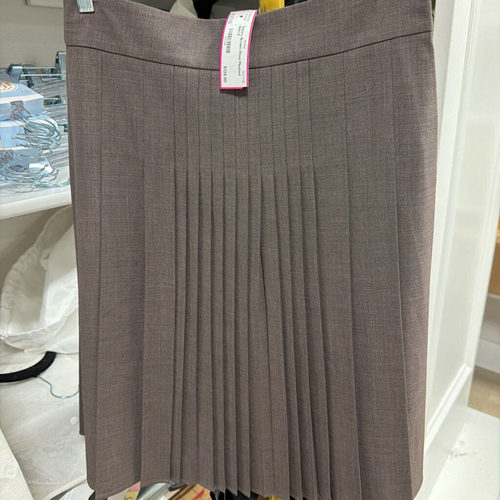 Brown Wool Pleated Skirt
