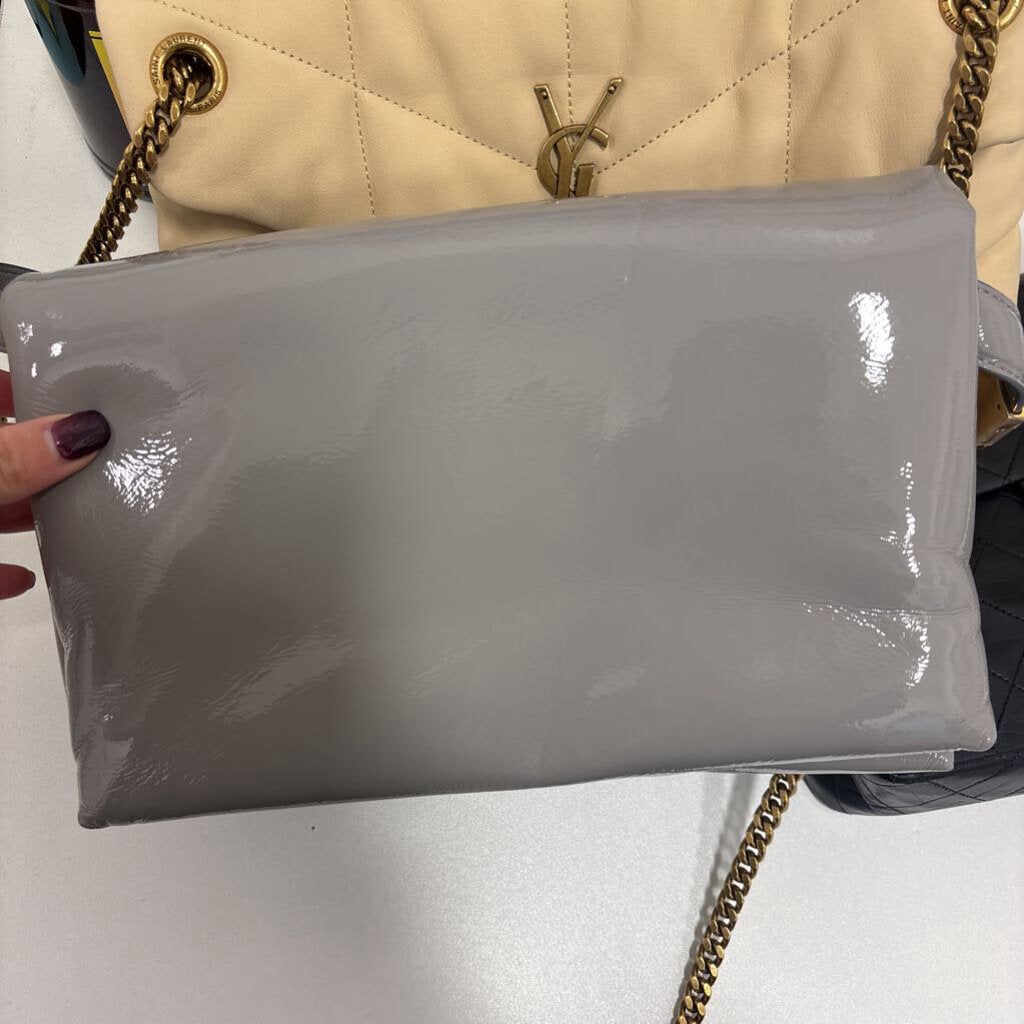 Grey Patent Shoulder Bag (R:2100)