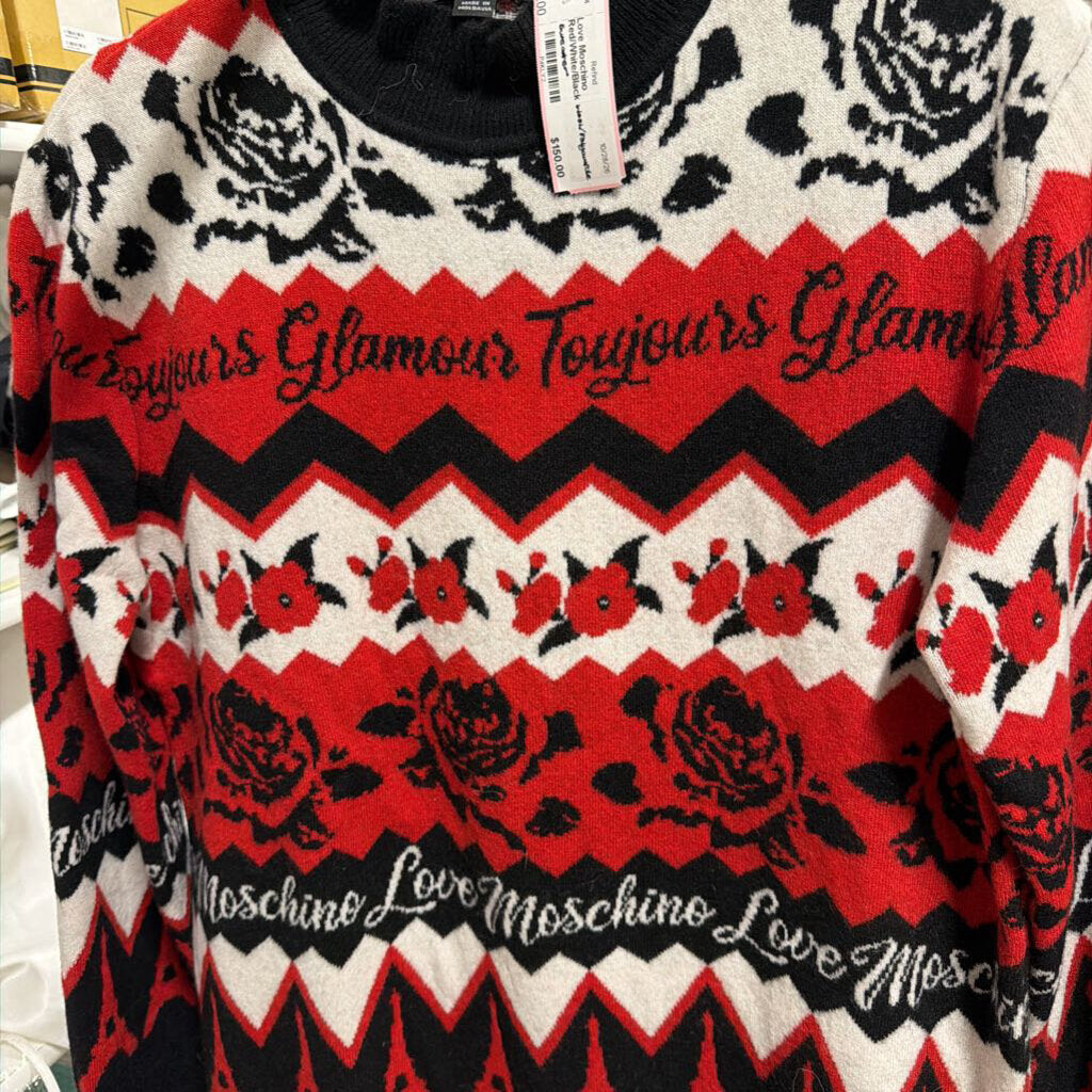 Red/White/Black Wool/Polyamide Sweater