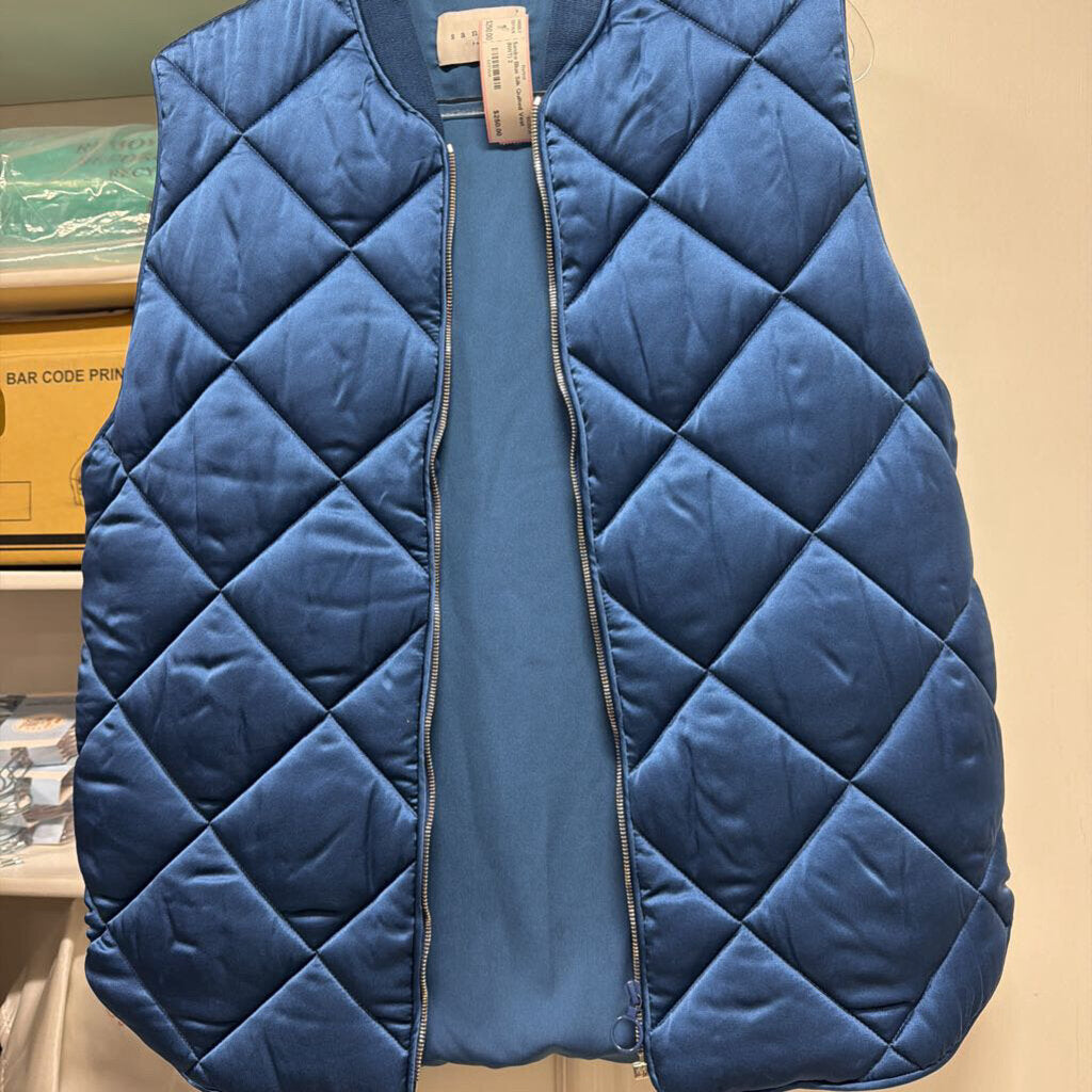 Blue Silk Quilted Vest (NWT)