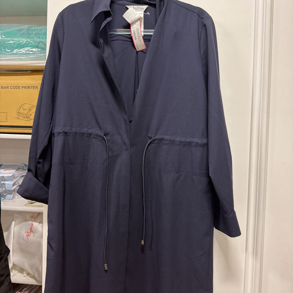 Navy Wool Drawstring Dress