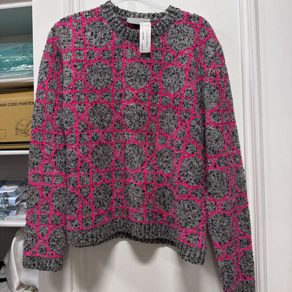 Grey/Pink Jacquard Cannage Sweater