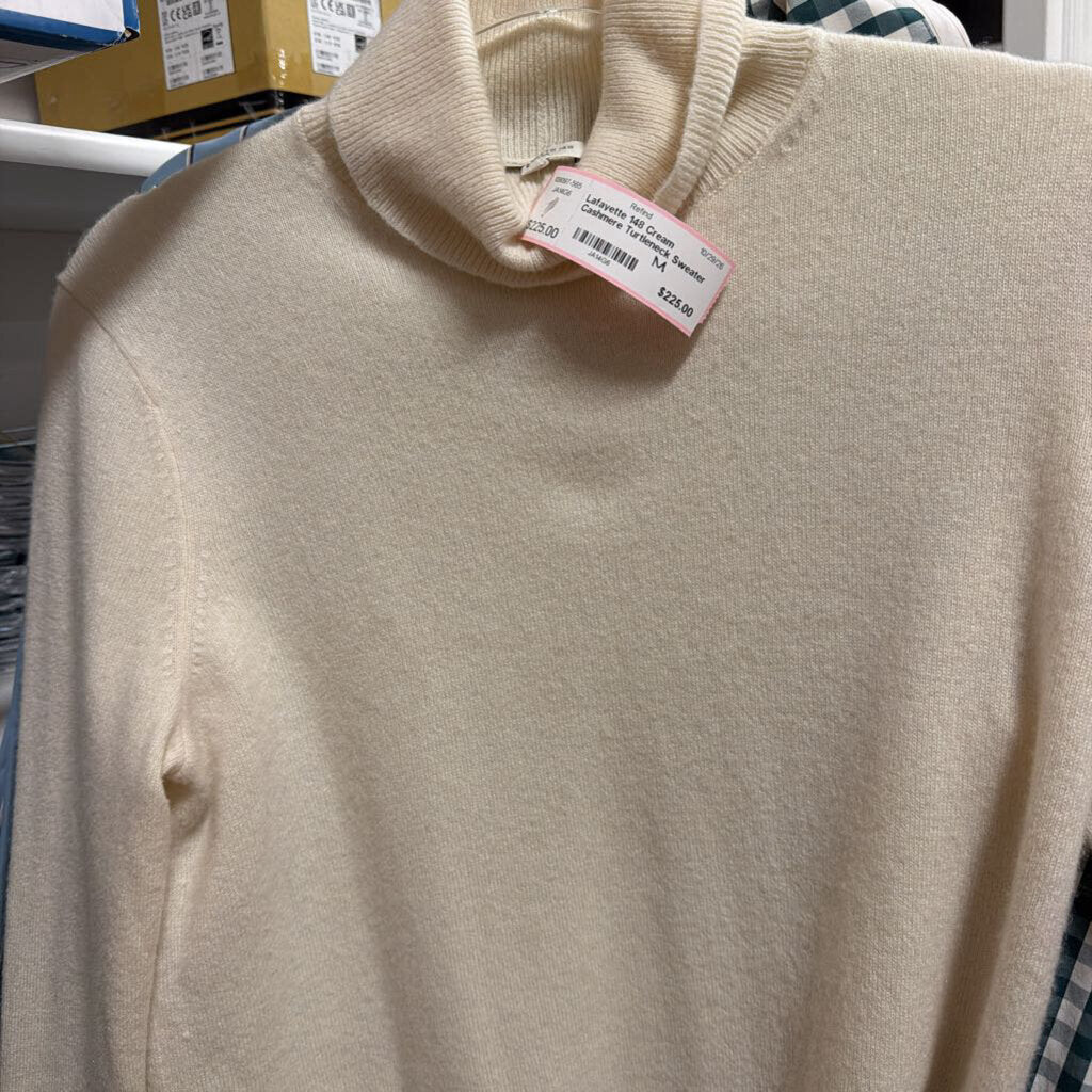 Cream Cashmere Turtleneck Sweater