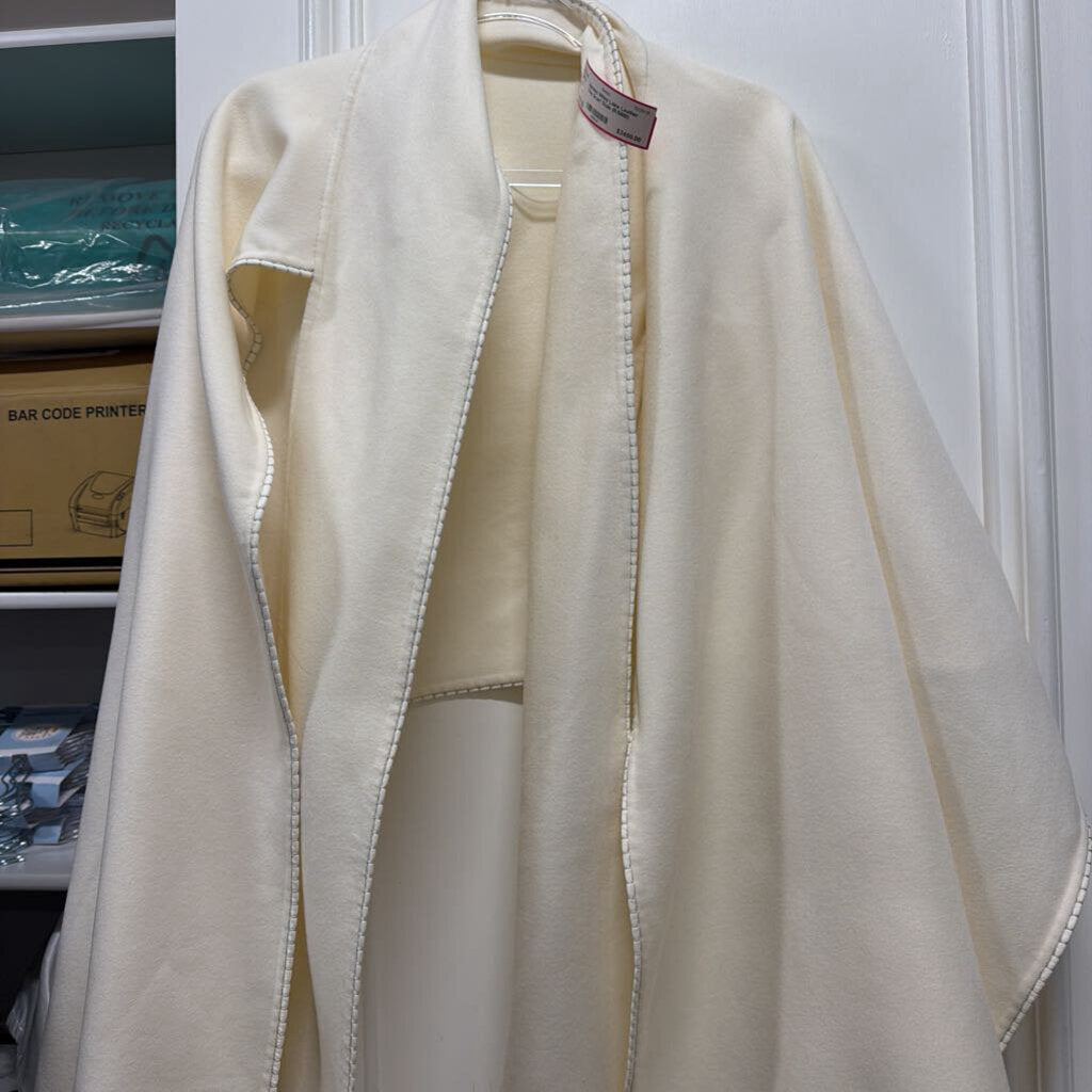 White Laine Leather Trim Scarf Stole (R:5800)