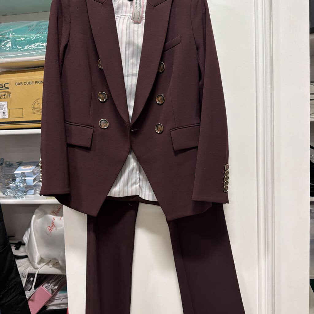Burgundy Poly Blazer + Pant SET