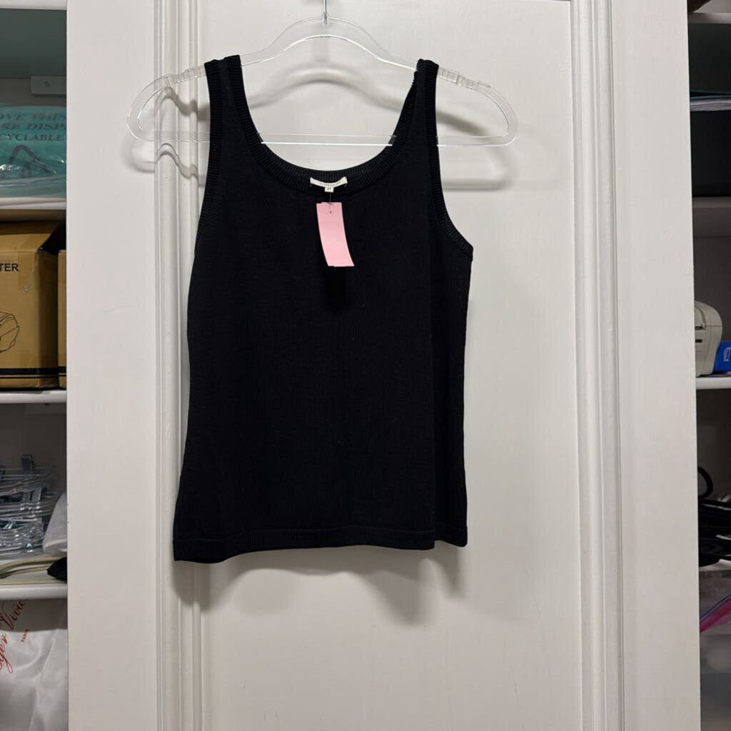 Black Cotton Blend Knit Tank