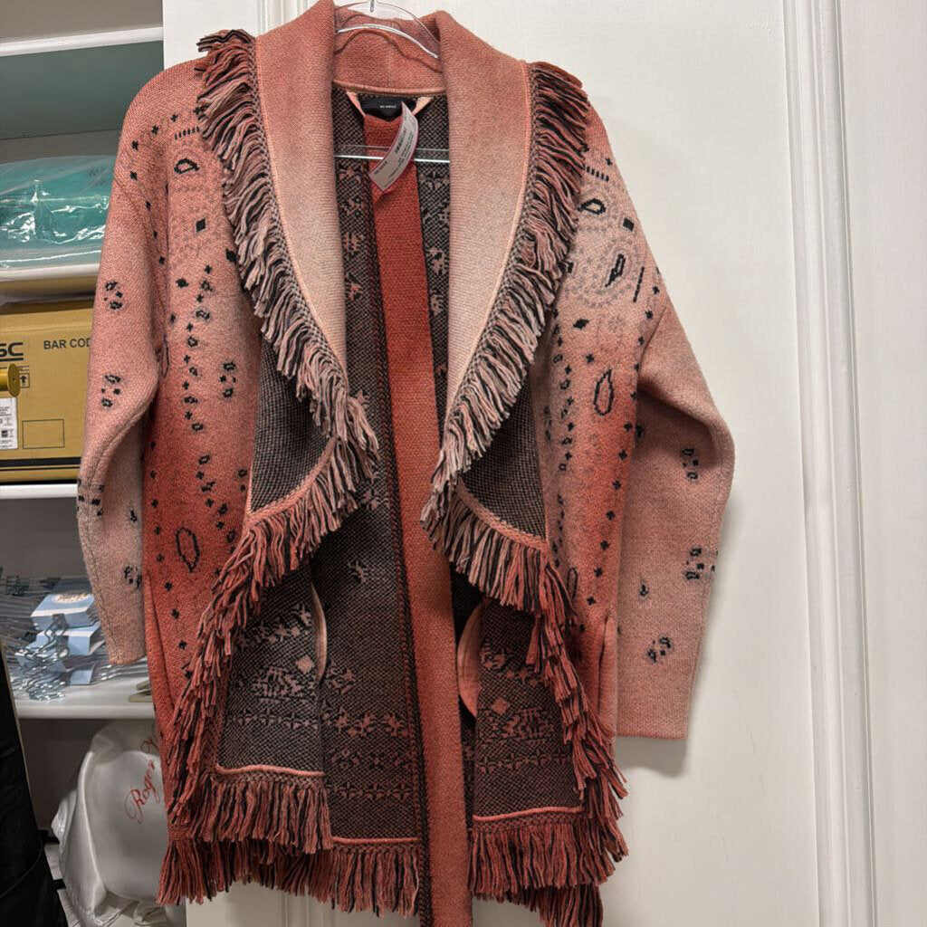 Maroon Wool Paisley Wrap Cardigan