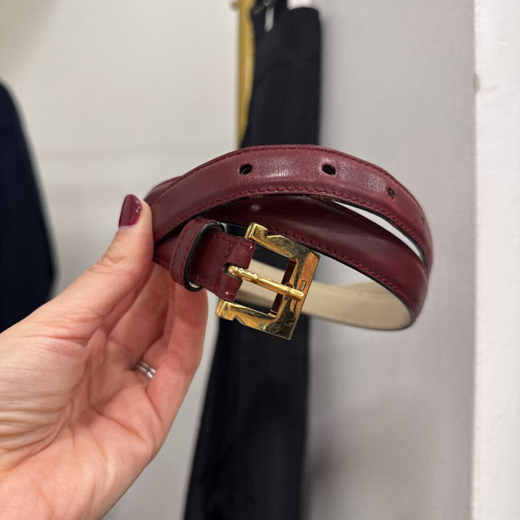 Ferragamo Burgundy Leather Belt, 80