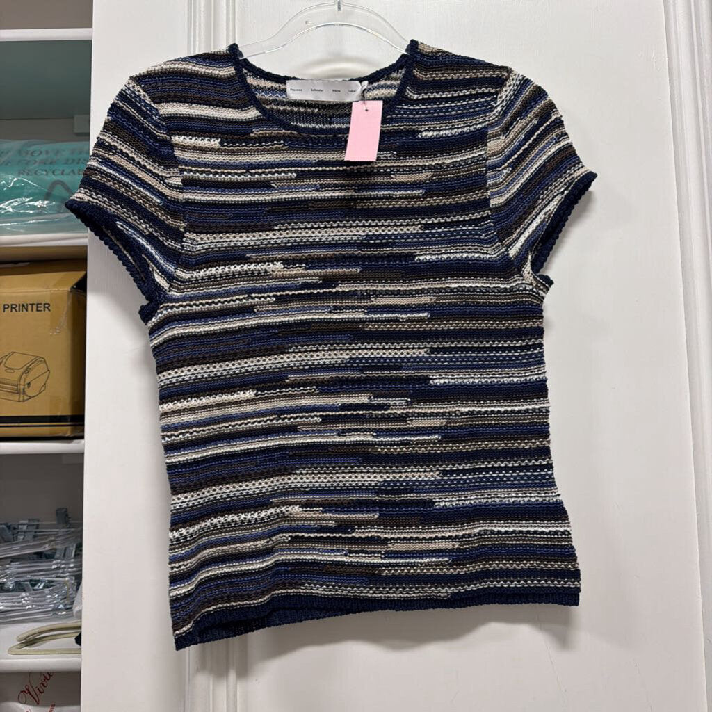 Blue/Brown Linen Cotton Knit Tee