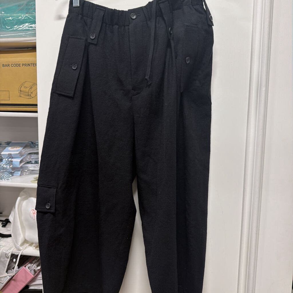 Black Wool Cropped Pants
