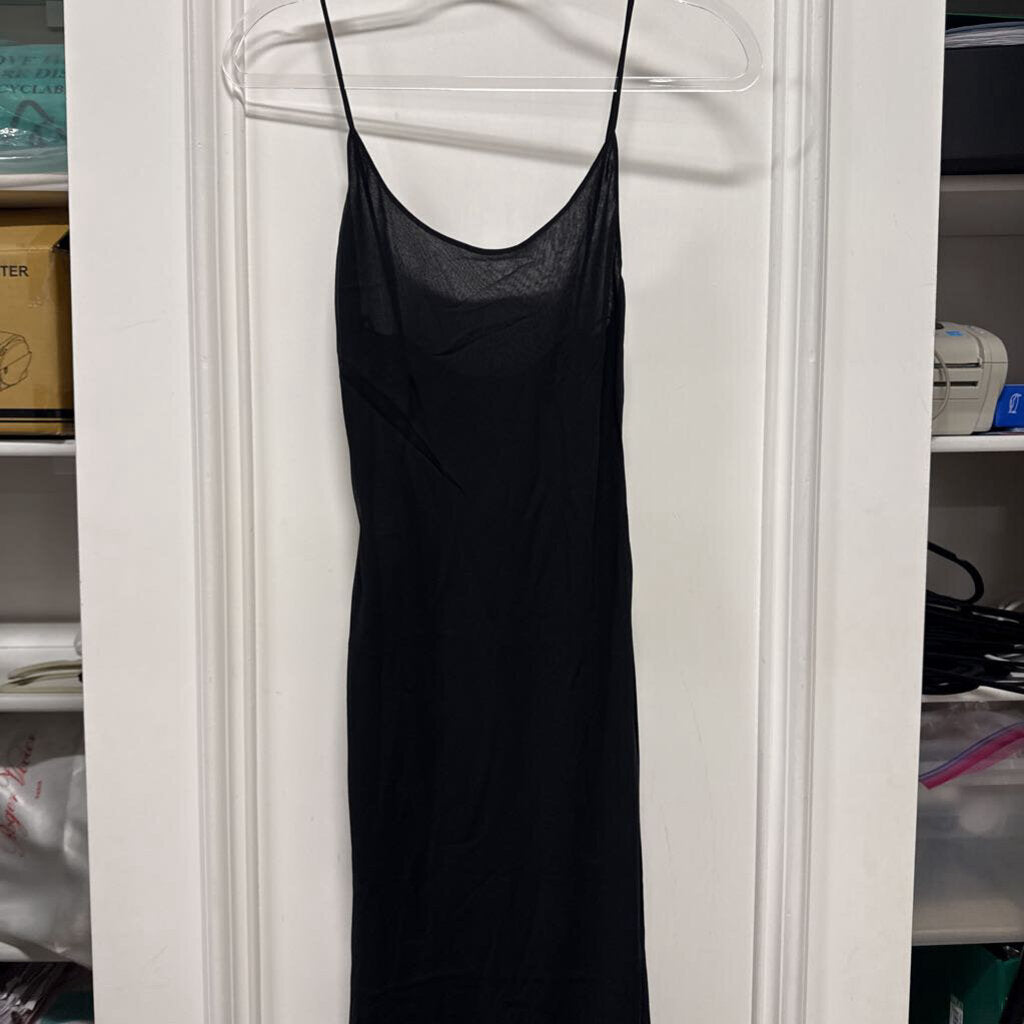 Black Silk Ruffle Bottom Dress (NWT), XS