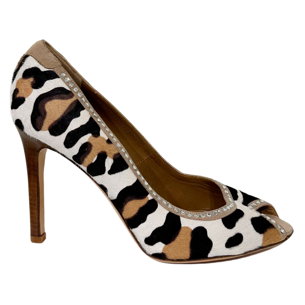 Valentino Leopard Calfskin Pumps, 38.5