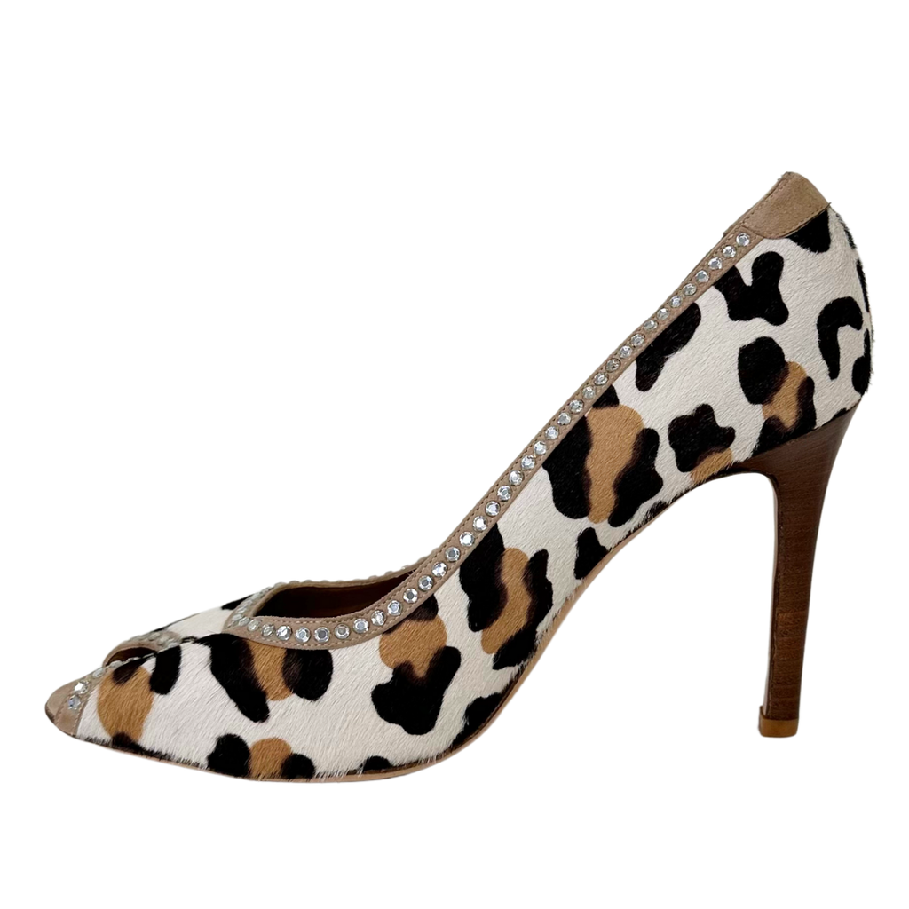 Valentino Leopard Calfskin Pumps, 38.5