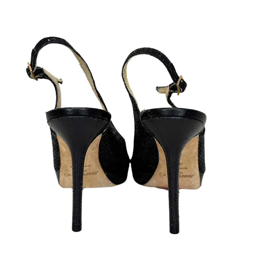 Jimmy Choo Black Shiny Heel with Open Toe, 38.5 – The Refind Jimmy Choo Black Shiny Heel with Open Toe, 38.5 – The Refind
