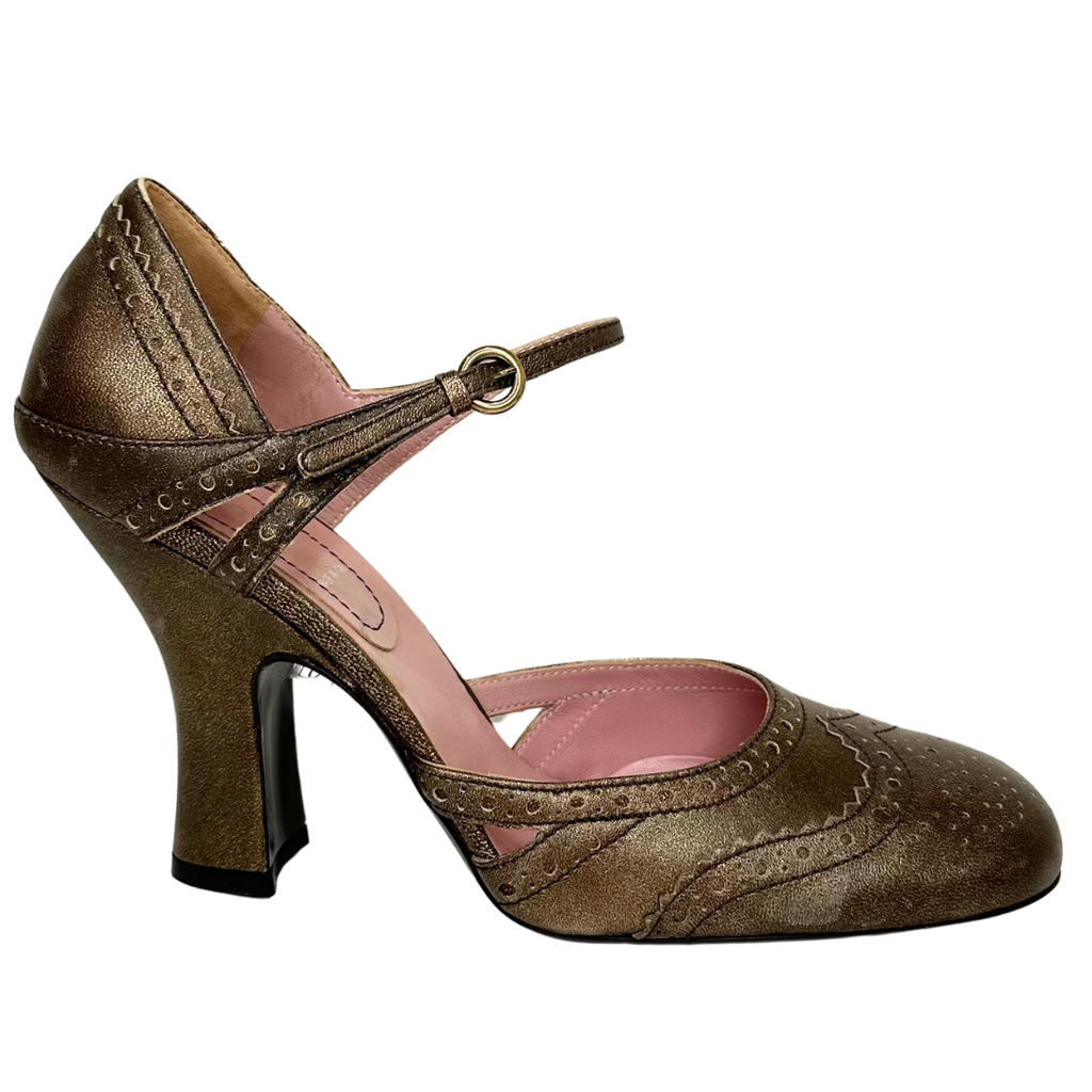 Miu Miu Bronze Wingtip Heel, 38.5