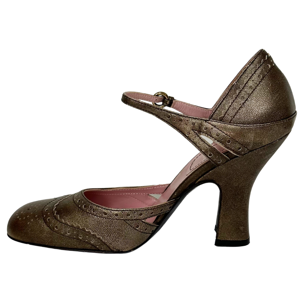 Miu Miu Bronze Wingtip Heel, 38.5