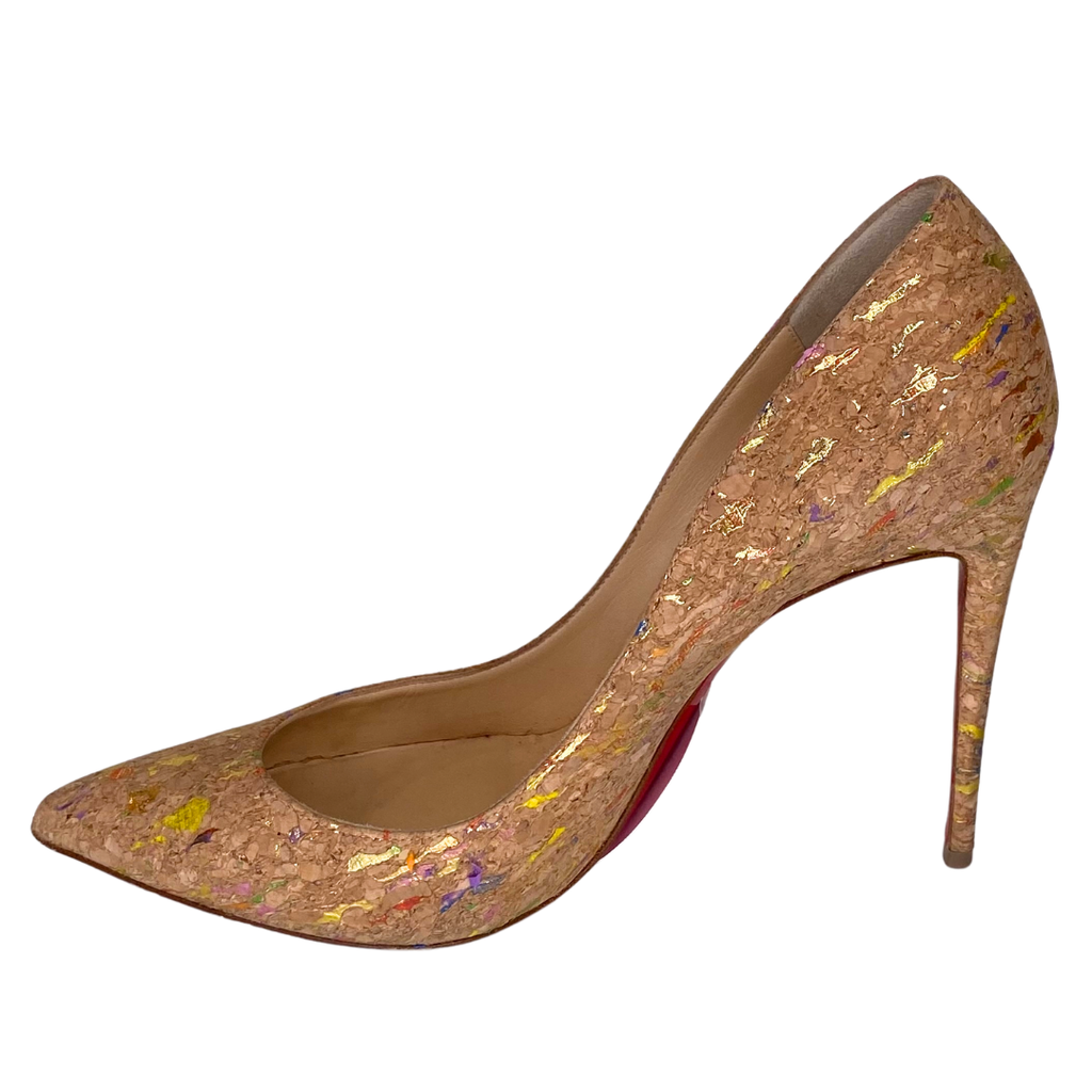 Louboutin Cork Pumps with Color Flecks