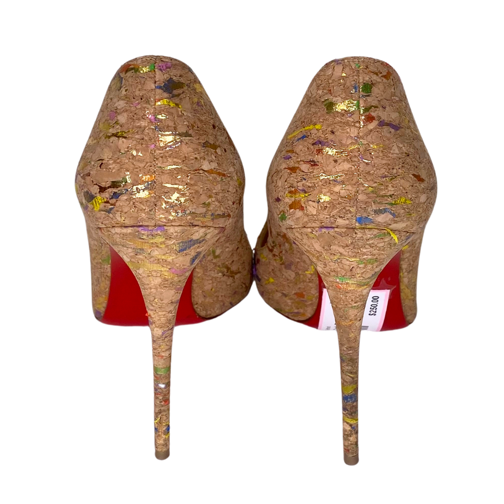 Louboutin Cork Pumps with Color Flecks