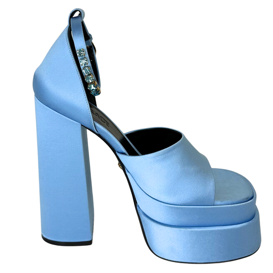 Versace Light Blue Platform Sandals, 40