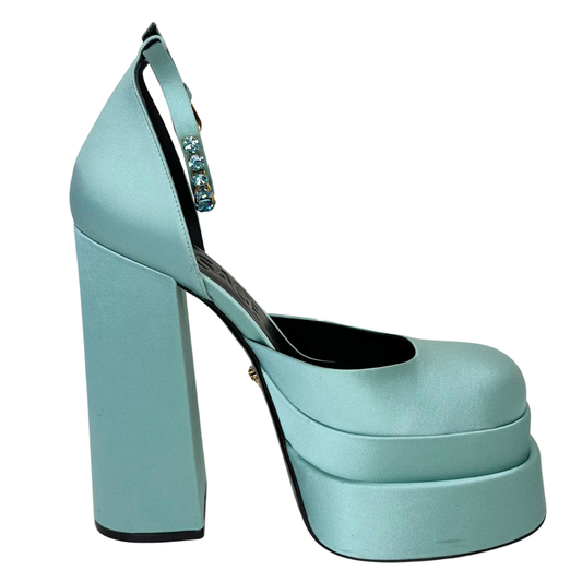 Versace Sea Green Platform Shoes, 39