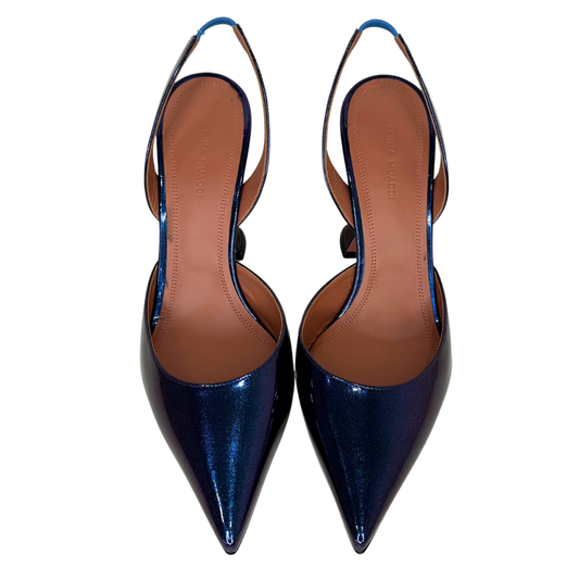 Chrome Patent Slingback Pumps (NEW 880)