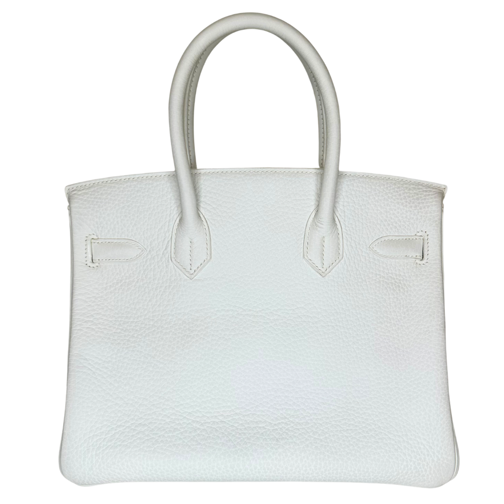 Hermes White Birkin With Stripe