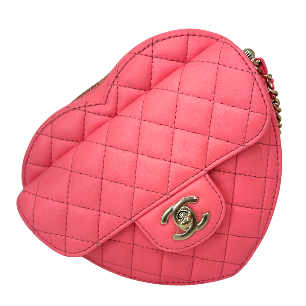 Chanel CC in Love Heart Crossbody Hot Pink Lambskin Gold HW