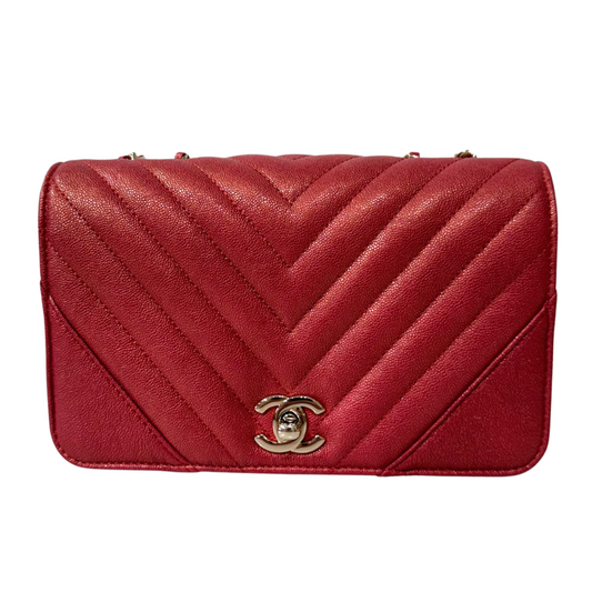 Chanel Red Iridescent Flap